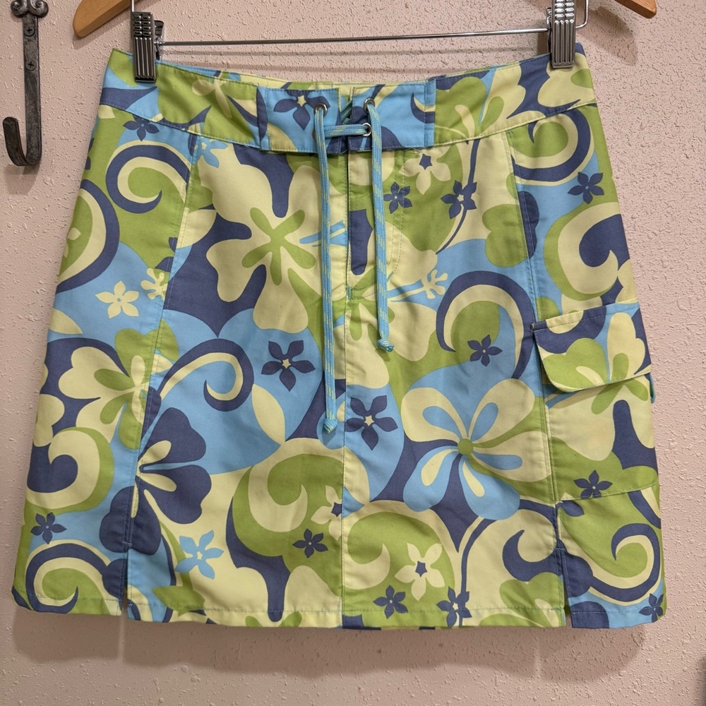 Title Nine Floral Swim Skort in Blue, Lime, Navy